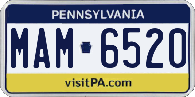 PA license plate MAM6520