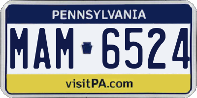 PA license plate MAM6524