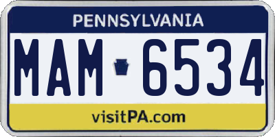 PA license plate MAM6534