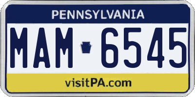 PA license plate MAM6545