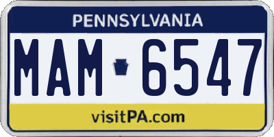 PA license plate MAM6547