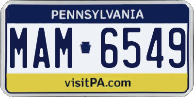 PA license plate MAM6549