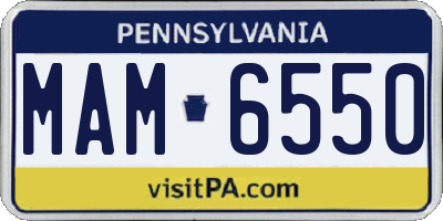PA license plate MAM6550