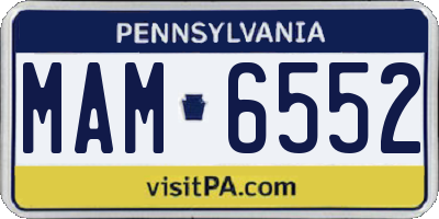 PA license plate MAM6552