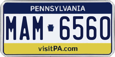 PA license plate MAM6560