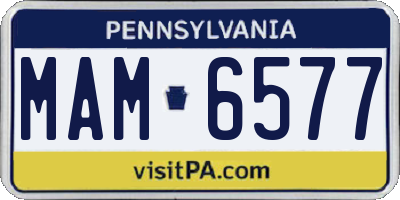 PA license plate MAM6577