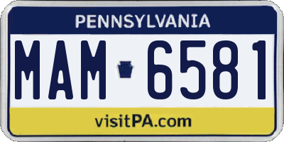 PA license plate MAM6581