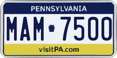 PA license plate MAM7500