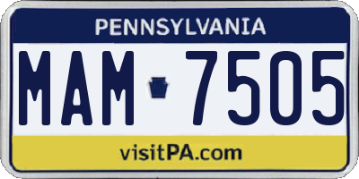 PA license plate MAM7505