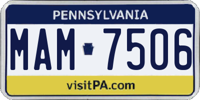 PA license plate MAM7506