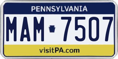 PA license plate MAM7507