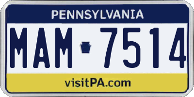 PA license plate MAM7514