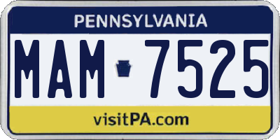 PA license plate MAM7525