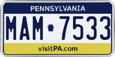 PA license plate MAM7533