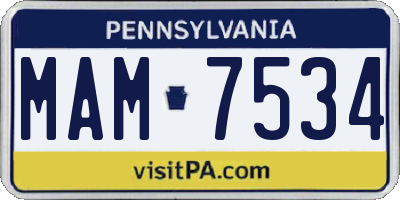 PA license plate MAM7534