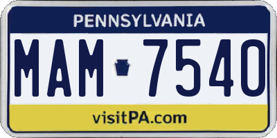 PA license plate MAM7540