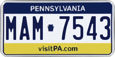 PA license plate MAM7543