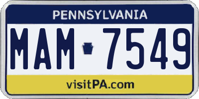 PA license plate MAM7549