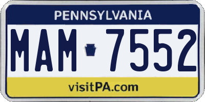 PA license plate MAM7552
