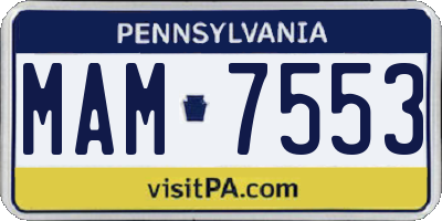PA license plate MAM7553