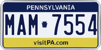 PA license plate MAM7554