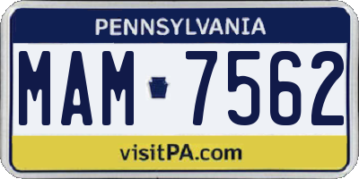 PA license plate MAM7562