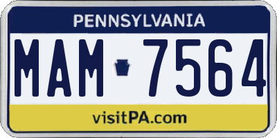PA license plate MAM7564
