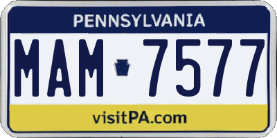 PA license plate MAM7577