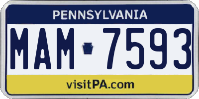 PA license plate MAM7593