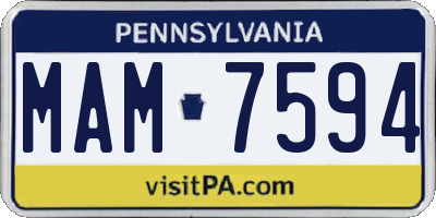 PA license plate MAM7594