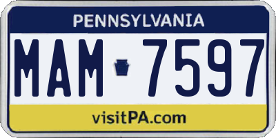 PA license plate MAM7597