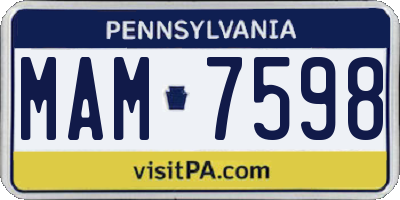 PA license plate MAM7598