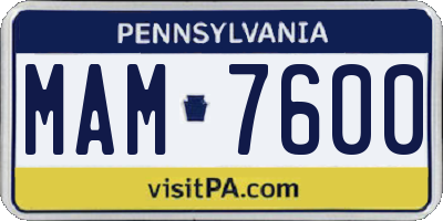 PA license plate MAM7600