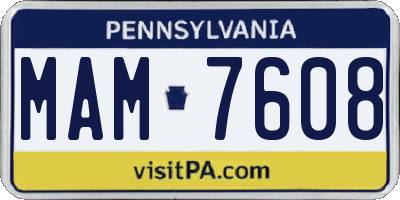 PA license plate MAM7608
