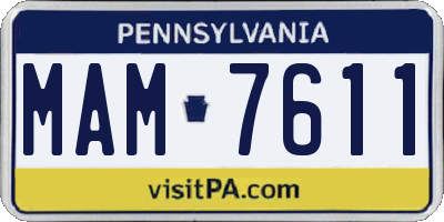PA license plate MAM7611