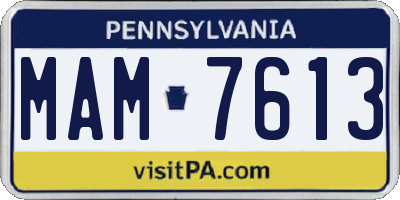 PA license plate MAM7613