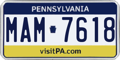 PA license plate MAM7618