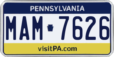 PA license plate MAM7626