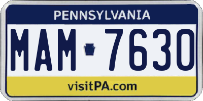 PA license plate MAM7630