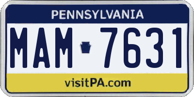 PA license plate MAM7631