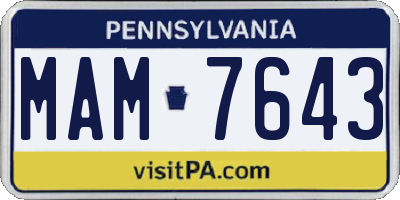 PA license plate MAM7643