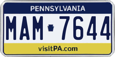PA license plate MAM7644