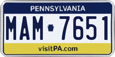 PA license plate MAM7651