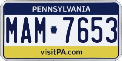 PA license plate MAM7653