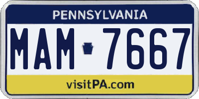 PA license plate MAM7667