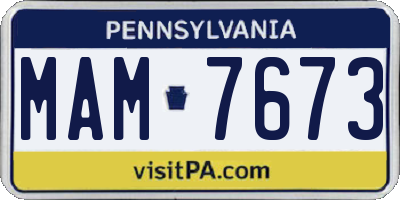 PA license plate MAM7673