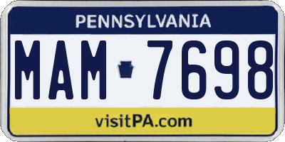 PA license plate MAM7698