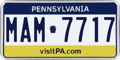 PA license plate MAM7717