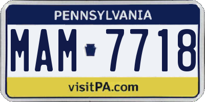 PA license plate MAM7718