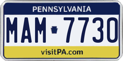 PA license plate MAM7730